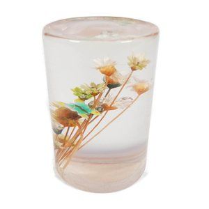 Vintage 70s Resin Paperweight Daisyglas California Dried Flower Butterfly Lucite